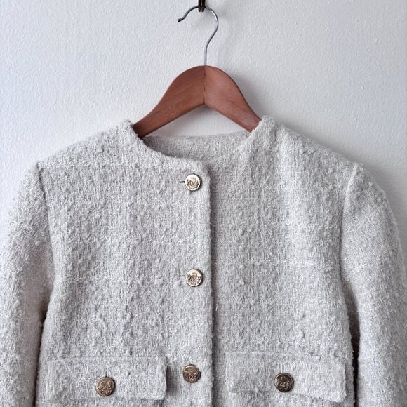 Abercrombie & Fitch Collarless Cropped Tweed Jacket - Picture 4 of 8